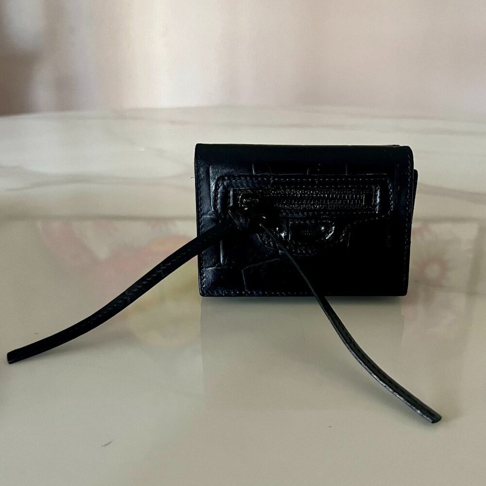 Balenciaga Black Croc Neo Classic Bifold Wallet - Picture 3 of 14